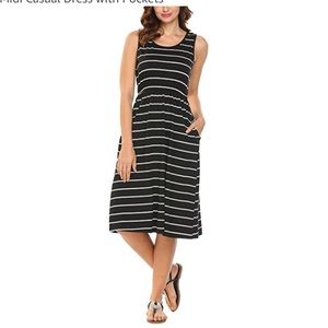Black and white striped midi dress size XL